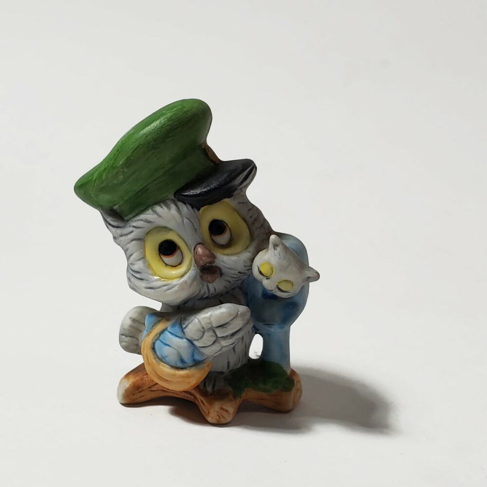 Vintage Enesco Mail Carrier Mailman Postman Owl Figure